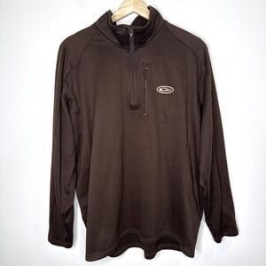 Drake Waterfowl Systems 365 1/4 Zip Jacket Mens L Brown Fleece Pullover Gorpcore